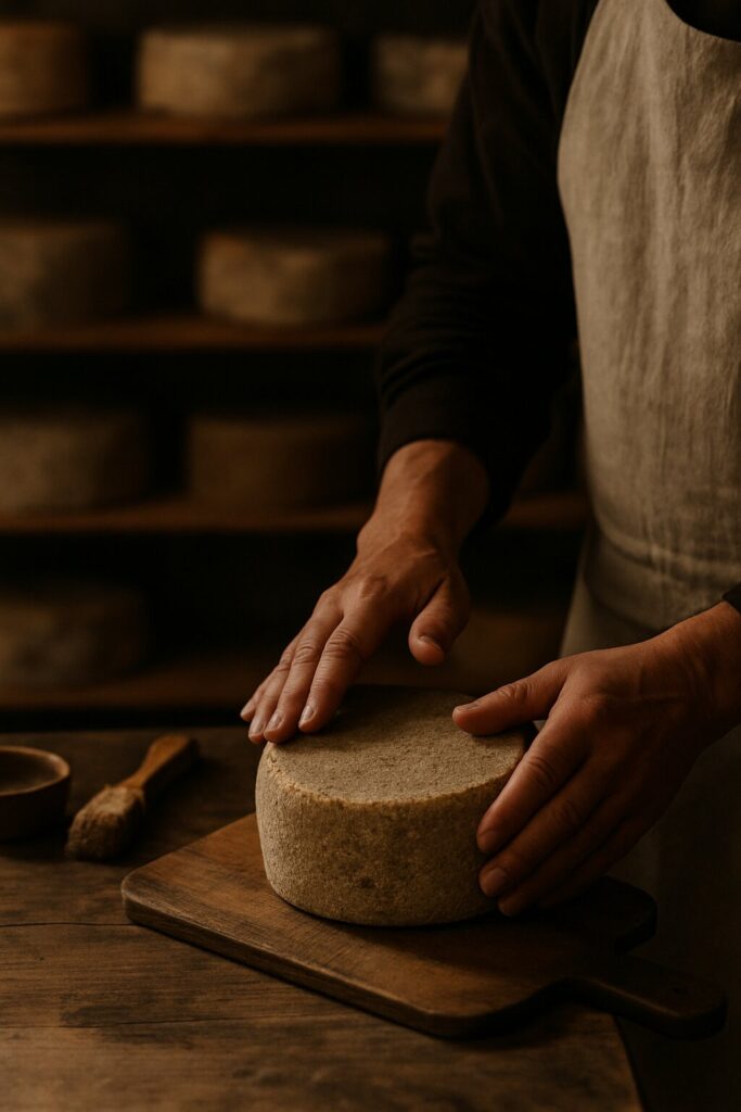 manos haciendo queso