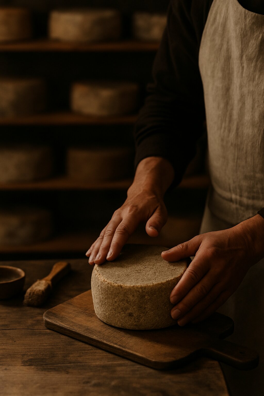 manos haciendo queso